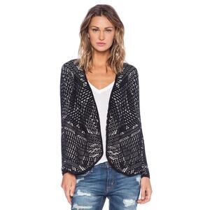 Velvet by Graham & Spencer Women Black White Jacquard Siani Cotton Jacket Small